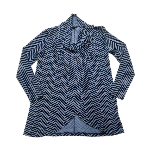 The Limited Sweaters - The Limited Sweater Poncho Women’s LARGE Convertible Chevron Cape Navy Blue